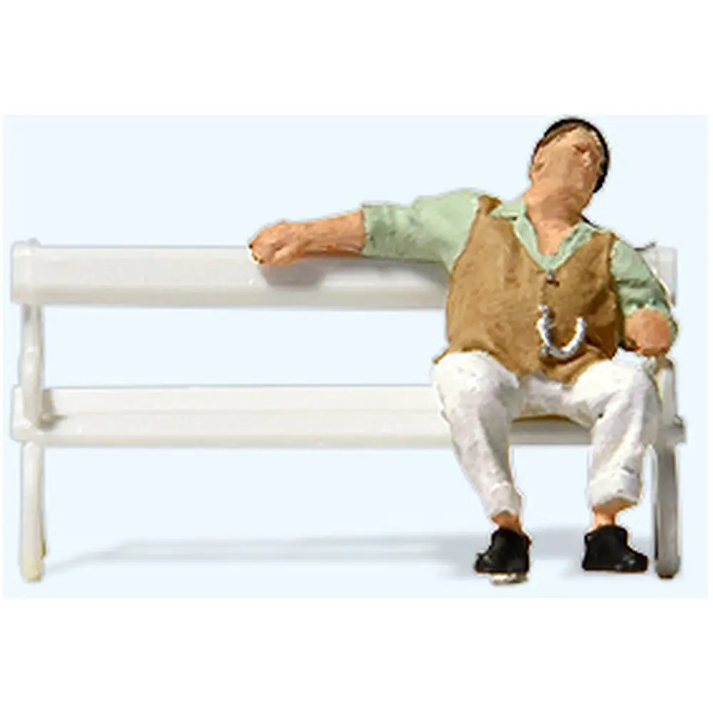 Homme assis sur un banc - Preiser 28274 - HO 1/87