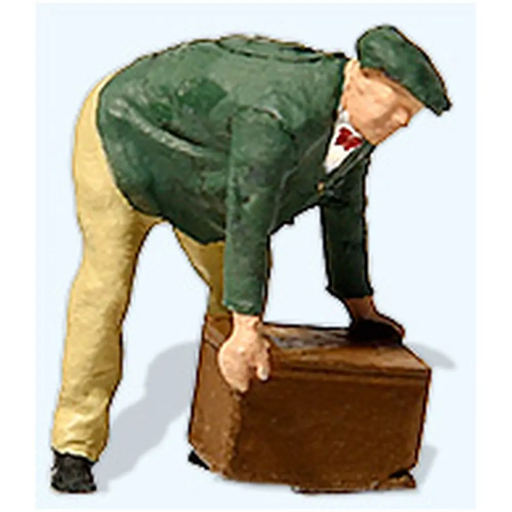 Homme soulevant une caisse - Preiser 28275 - HO 1/87
