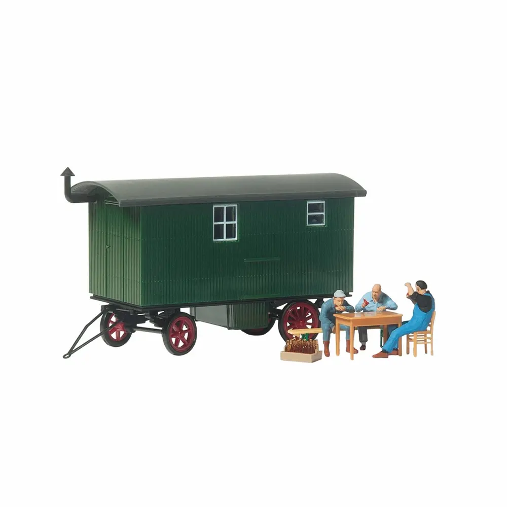 Ouvriers du bâtiment en pause et voiture de chantier - Preiser 33263 - HO 1/87