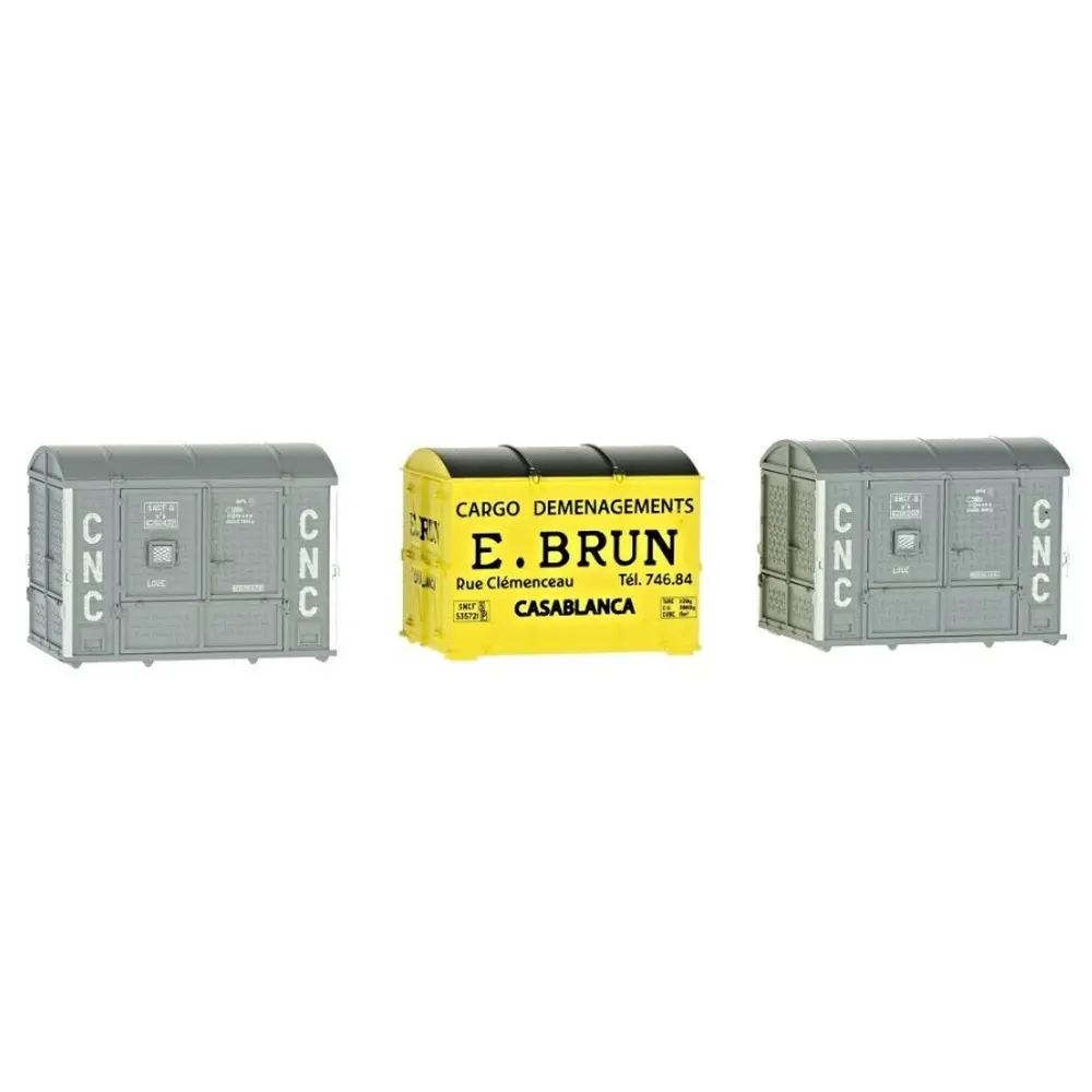 Set de 3 containers cadres livré - REE Modèles XB057 - HO 1/87 - EP III