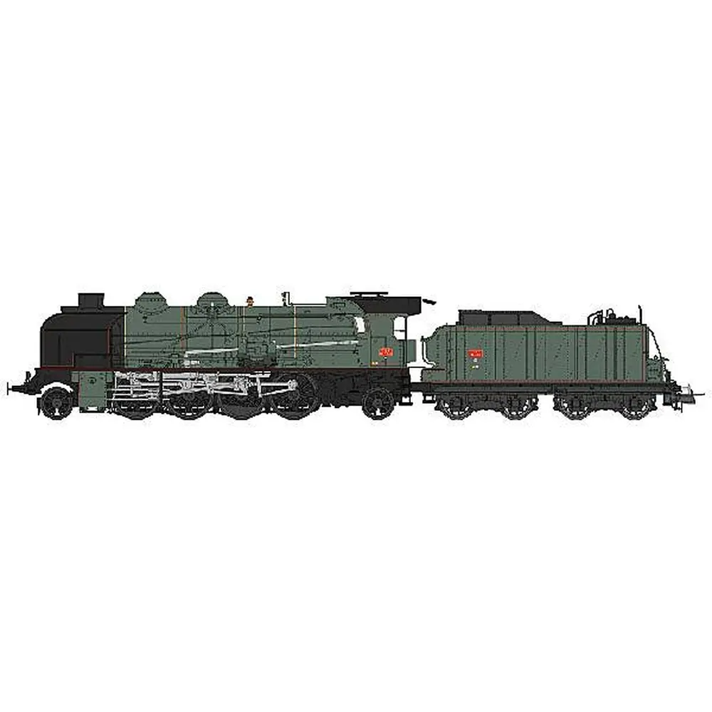 Locomotive à vapeur 141 E 388 livrée verte du dépôt de Clermont - REE Modèles BM 051 - HO 1/87