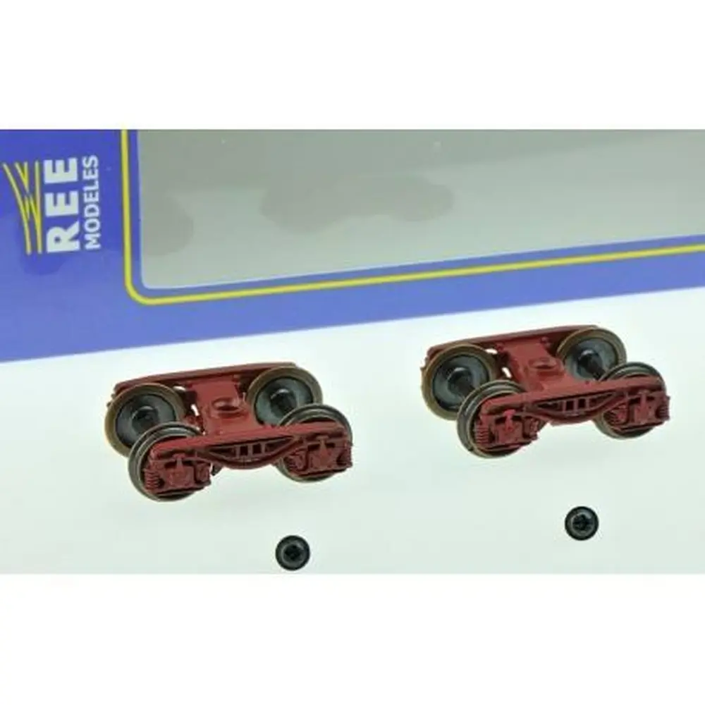 Set de 2 Bogies Y27 E - 4 boites ISNR - Brun UIC - Ree Modèles XB101C01