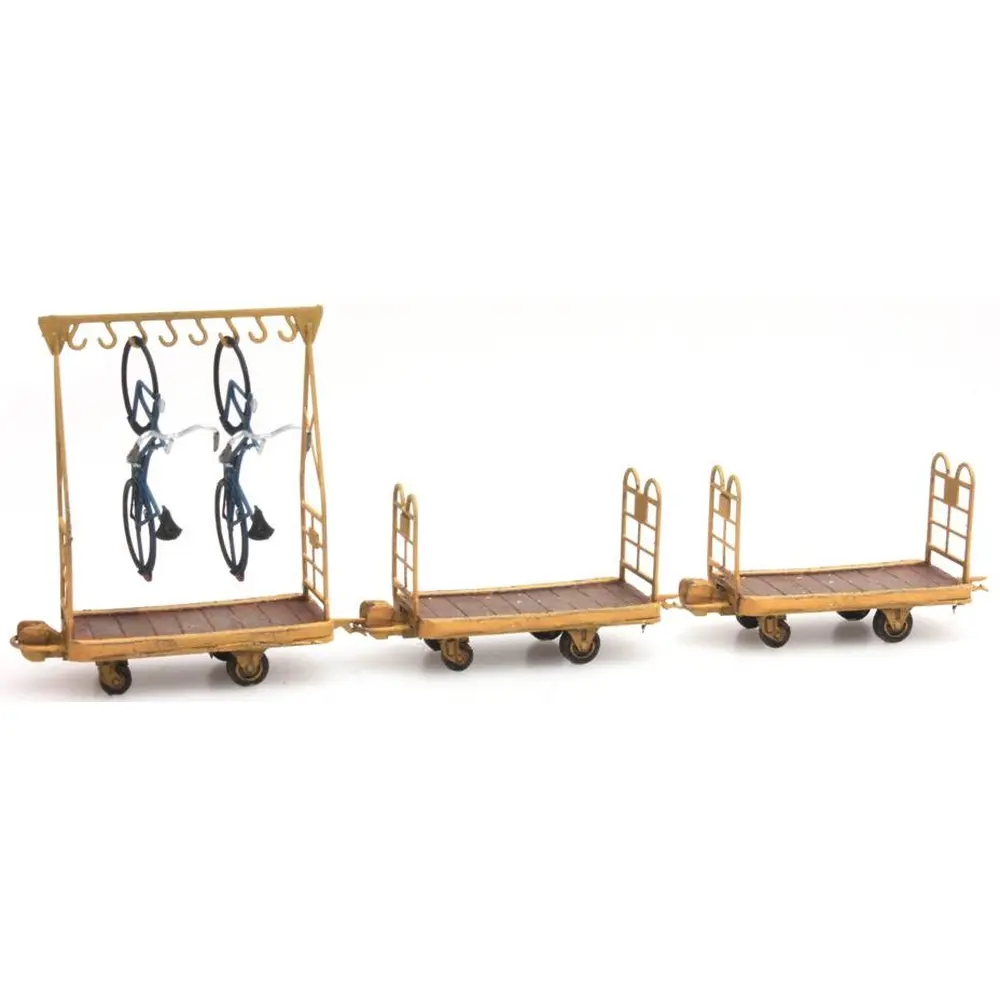 Coffret de deux chariots à bagages et un chariot à vélo avec vélo