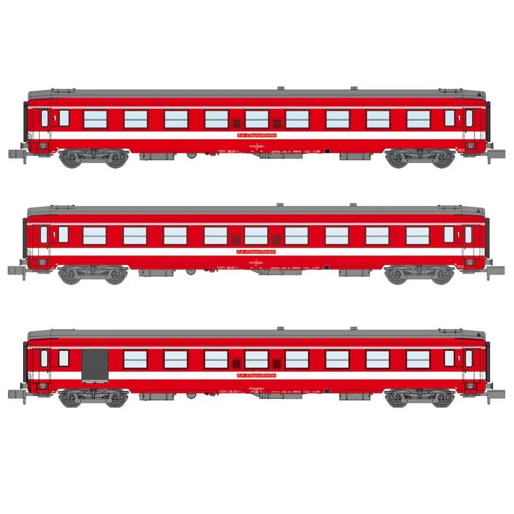 Set 3 Voitures voyageurs UIC REE Modèles NW156 A9 / A7D - N 1/160 - SNCF - EP IV