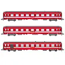 Set 3 Voitures voyageurs UIC REE Modèles NW156 A9 / A7D - N 1/160 - SNCF - EP IV