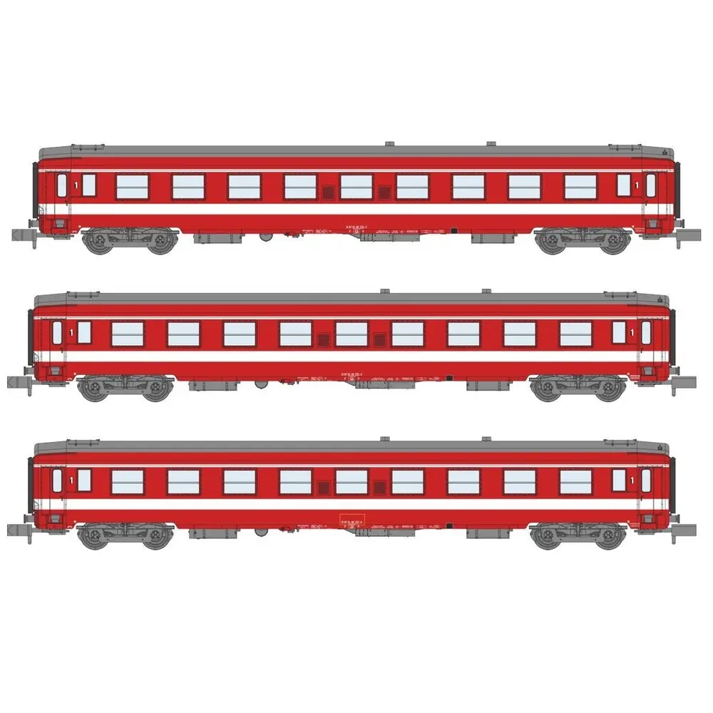 Set 3 Voitures voyageurs UIC REE Modèles NW159 A9 - N 1/160 - SNCF - EP IV