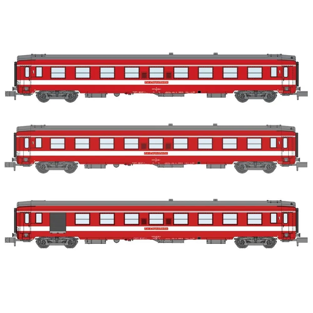 Set 3 Voitures voyageurs UIC REE Modèles NW155 A9 - N 1/160 - SNCF - EP IV