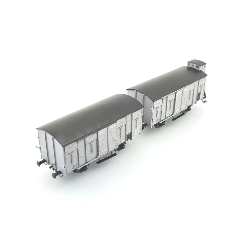 Set 2 wagons Couvert OCEM 19 - REE Modèles WB683 - HO 1/87 - SNCF - EP II