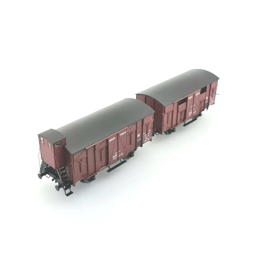 Set 2 wagons Couvert OCEM 19 REE Modèles WB685 - HO 1/87 - SNCF - EP II