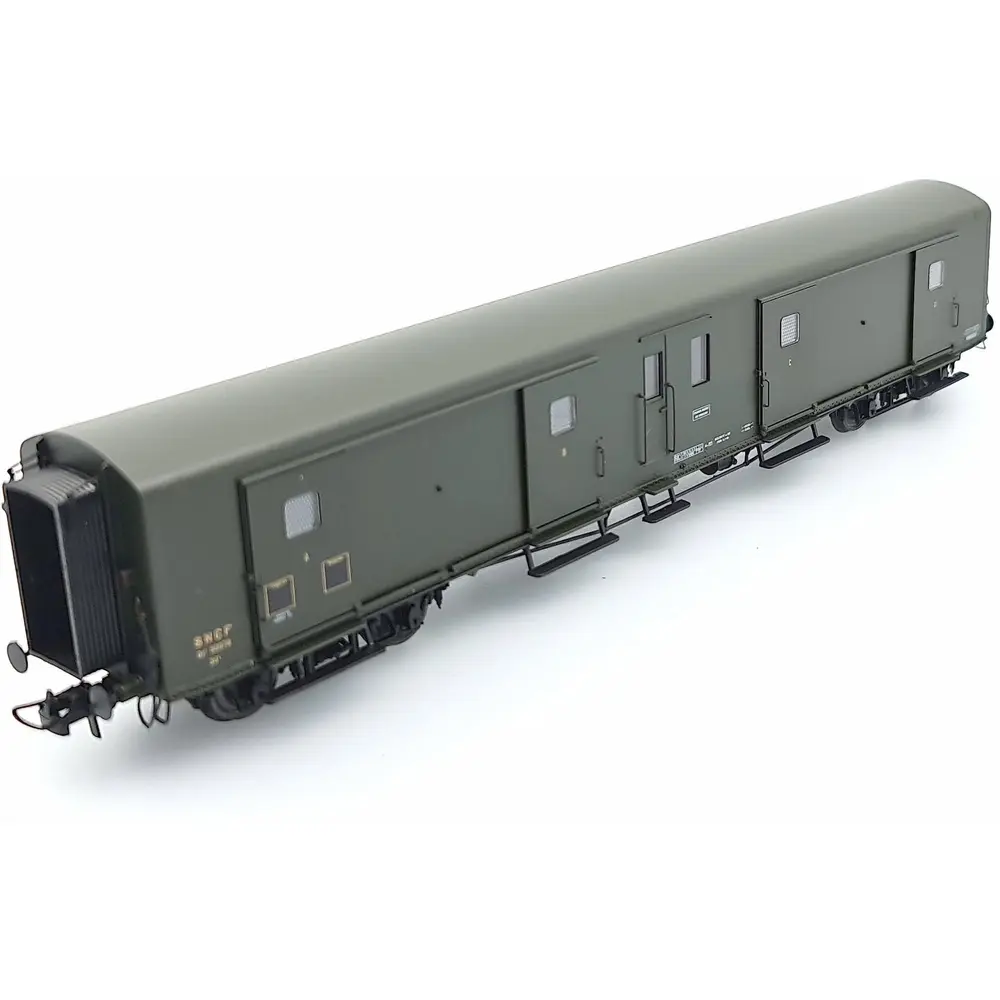 Fourgon à bogie Métallisé ex-PLM - Vert Avec Feux - REE MODELES VB363 - HO 1/87