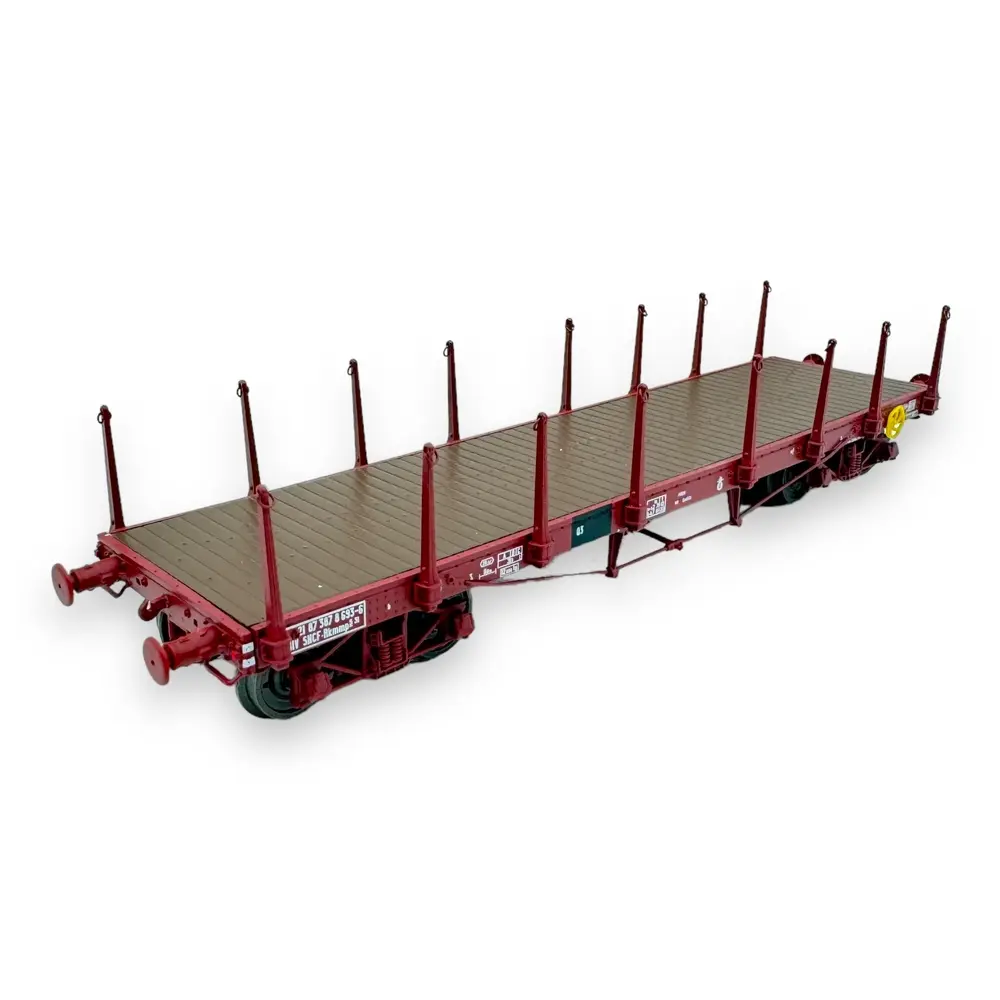 Wagon plat TP Brun à Ranchers longs REE Modeles WB550 SNCF - HO 1/87 - EP IV