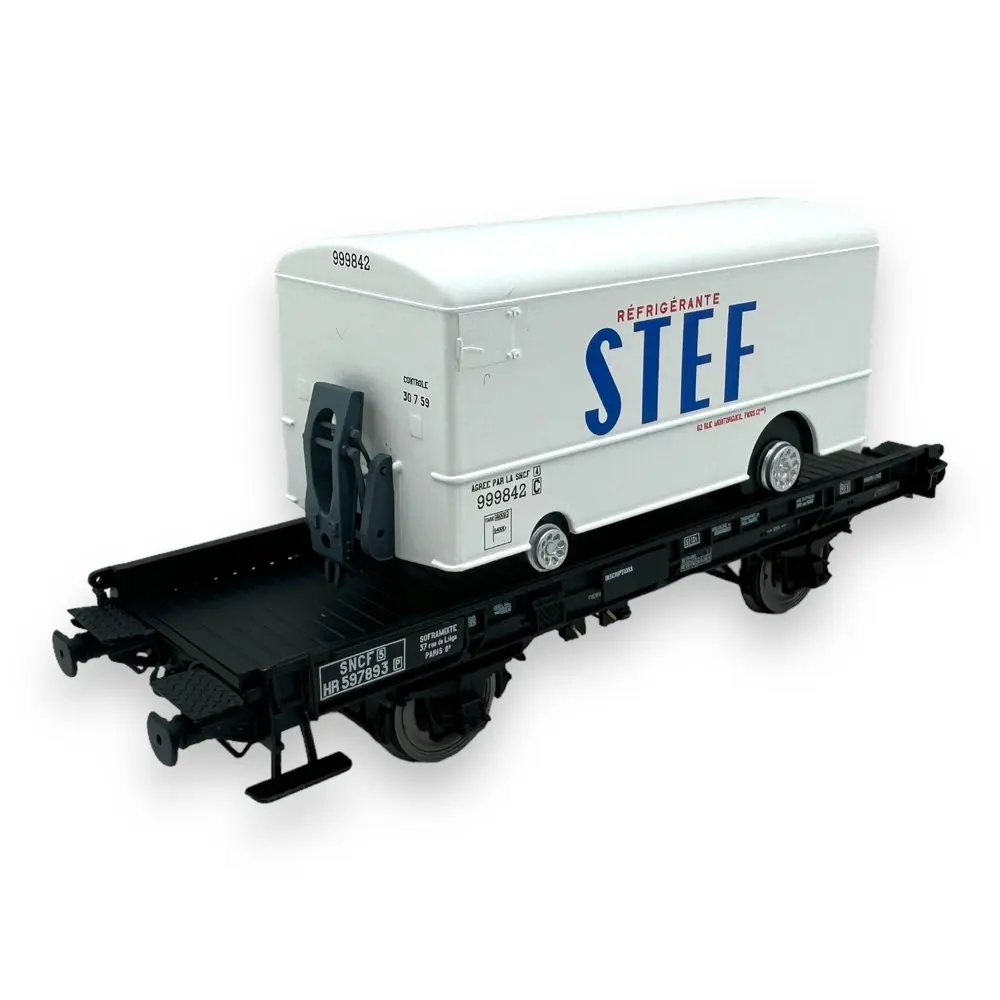 Wagon UFR Mono-Porteur + Fourgon Frigo "STEF" REE Modeles WB651 - HO 1/87