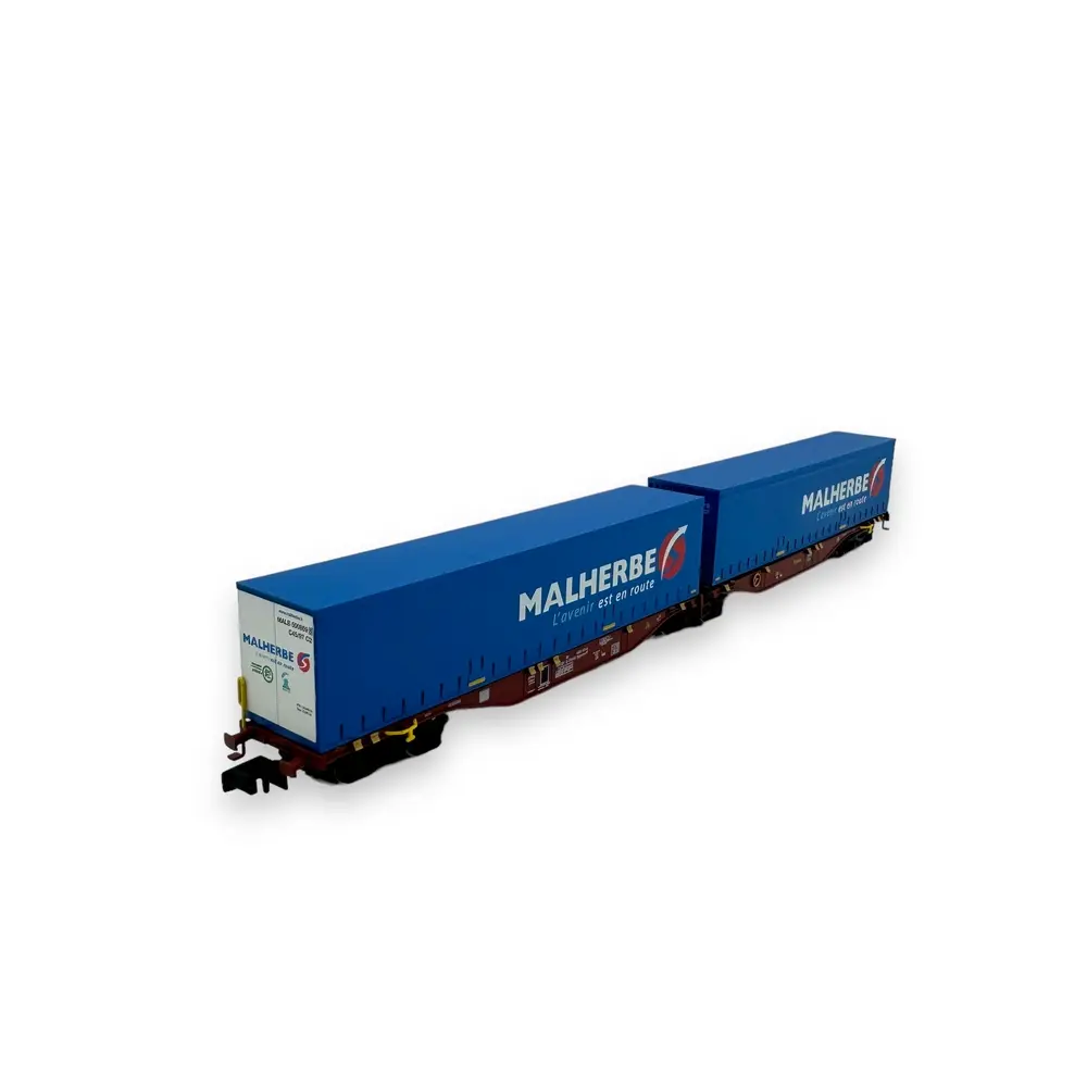 Wagon Porte-Conteneur Sggmrss90 "MALHERBE" - Ree Modèles NW-204 - N 1/160 - SNCF - EP V/VI