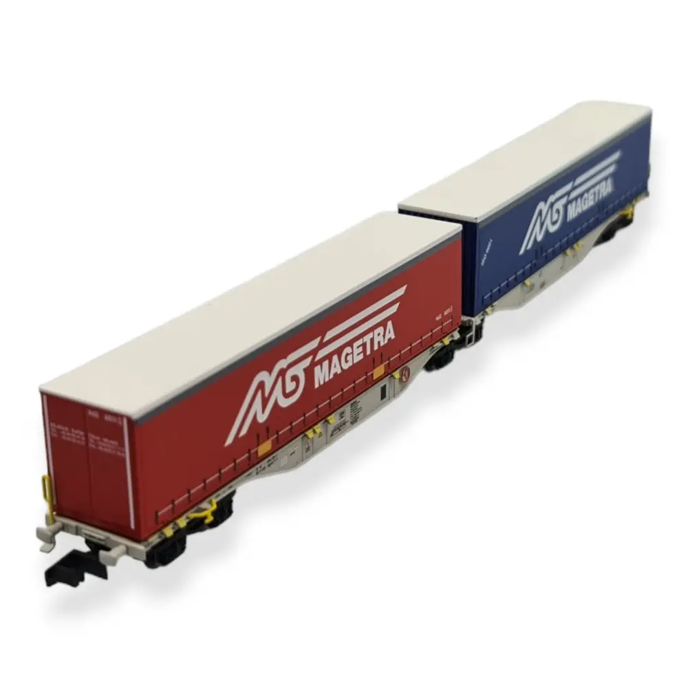 Wagon Porte-Conteneur Sggmrss90 "MAGETRA" bleu/rouge - REE MODELES NW-210 - N 1/160 - SNCF - V/VI