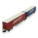 Wagon Porte-Conteneur Sggmrss90 "MAGETRA" bleu/rouge - REE MODELES NW-210 - N 1/160 - SNCF - V/VI