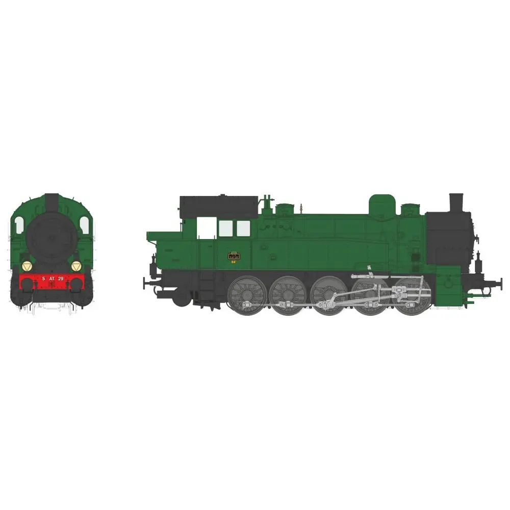 Locomotive à Vapeur Ex-T16.1 Allemande PLM 5 AT 29 - REE MODÈLES MBE-005 - HO 1/87 - SNCF - EP II - Digital Sound Fumigène - DCC/AC