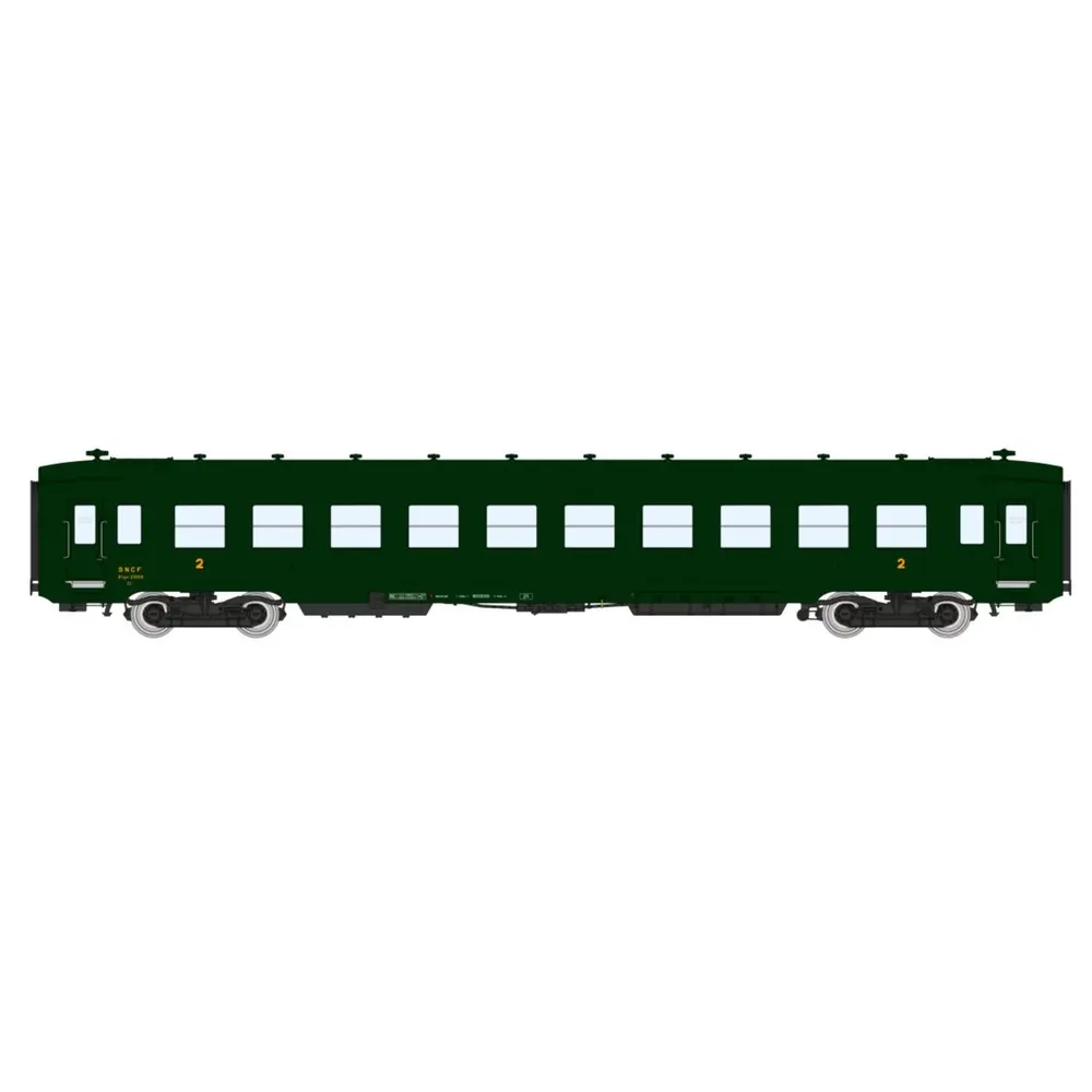 Une voiture DEV AO B10 U52 vert 306 - REE MODELES VB390 SNCF - HO 1/87 - Ep III