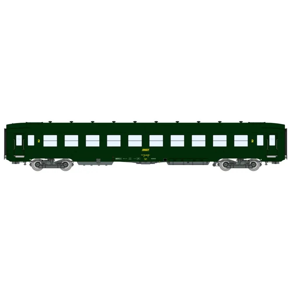 Une voiture DEV AO B10 U52 vert 301 - REE MODELES VB393 - SNCF - HO 1/87 - Ep IV