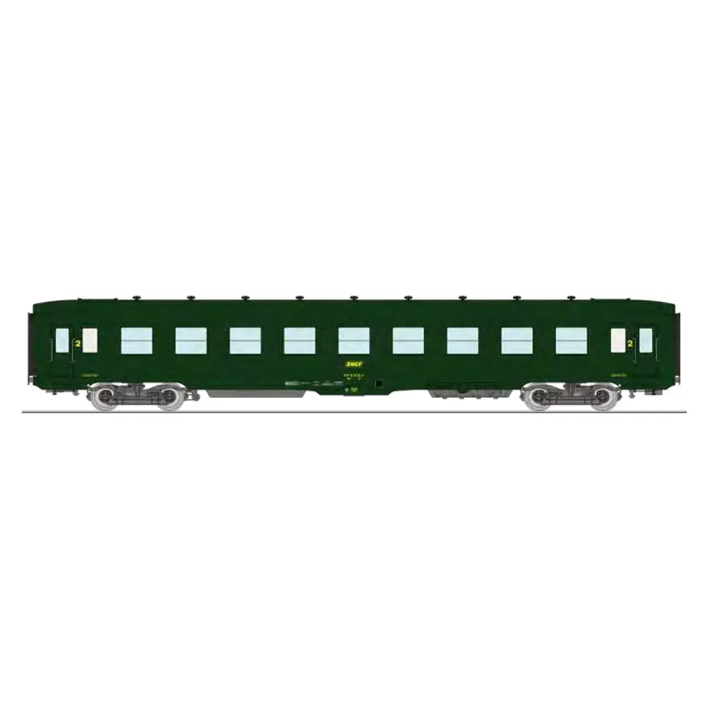 Une voiture couchette DEV AO B9c9 vert REE MODELES VB406 SNCF - HO 1/87 - EP IV