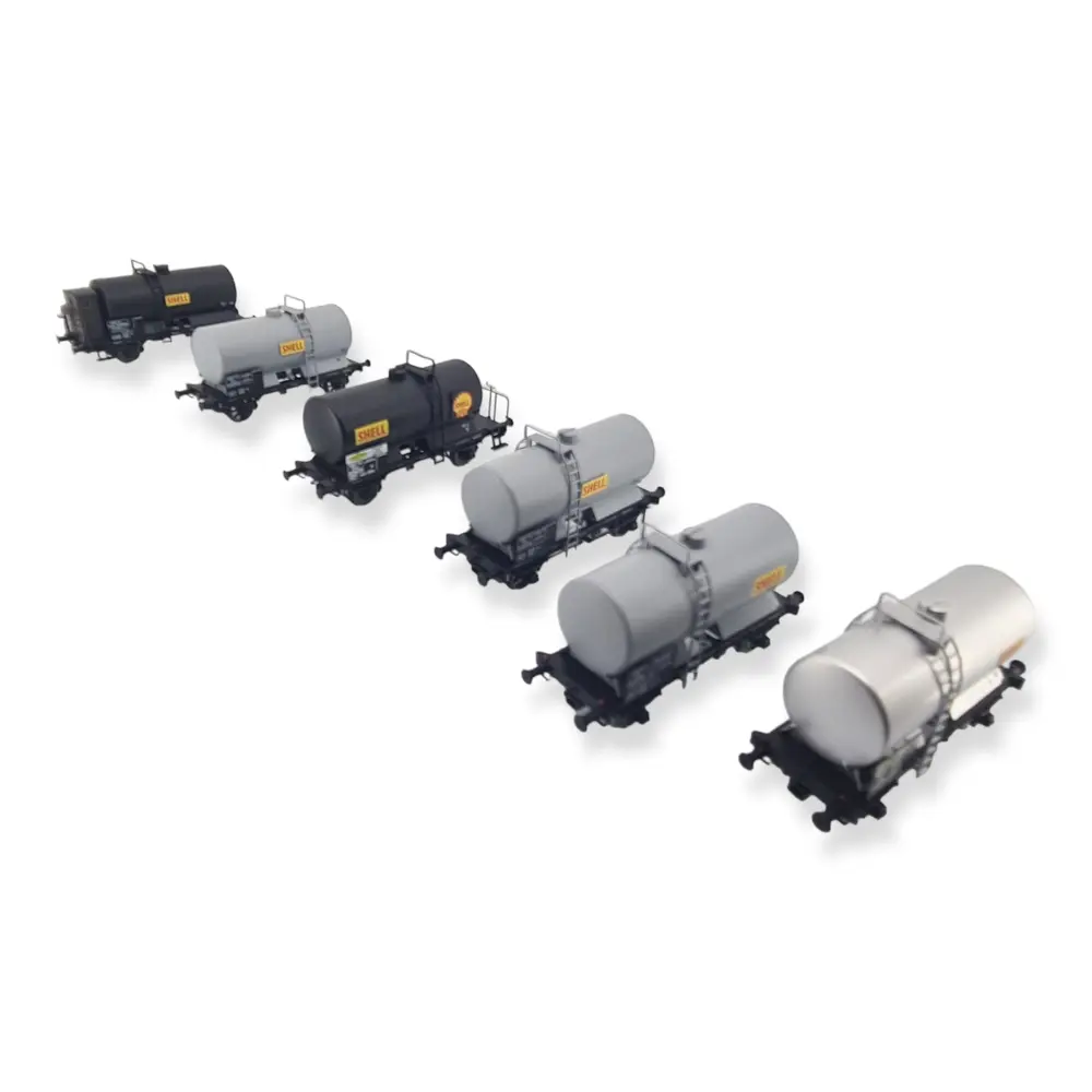 Set de 6 wagons citernes OCEM SHELL - Ree Modèles WB-722 - HO 1/87 - SNCF - Ep III