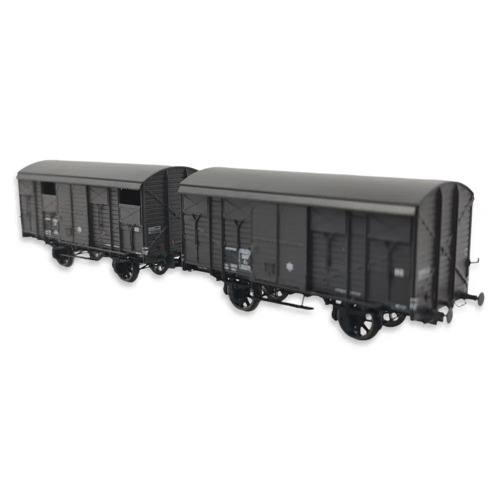 Set 2 Wagons ex-couverts primeurs 20T PLM REE Modèles WB737 - HO 1/87 - SNCF - EP III