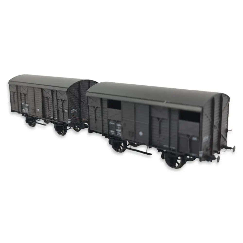 Set 2 Wagons ex-couverts primeurs 20T PLM REE Modèles WB739 - HO 1/87 - SNCF - EP III
