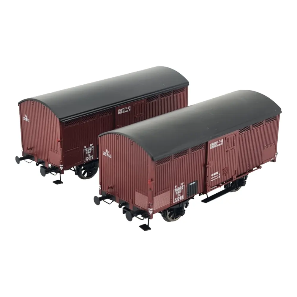 Set 2 Wagons primeurs 10T rouge sideros REE MODELES WB761 - SNCF HO 1/87 - EP II