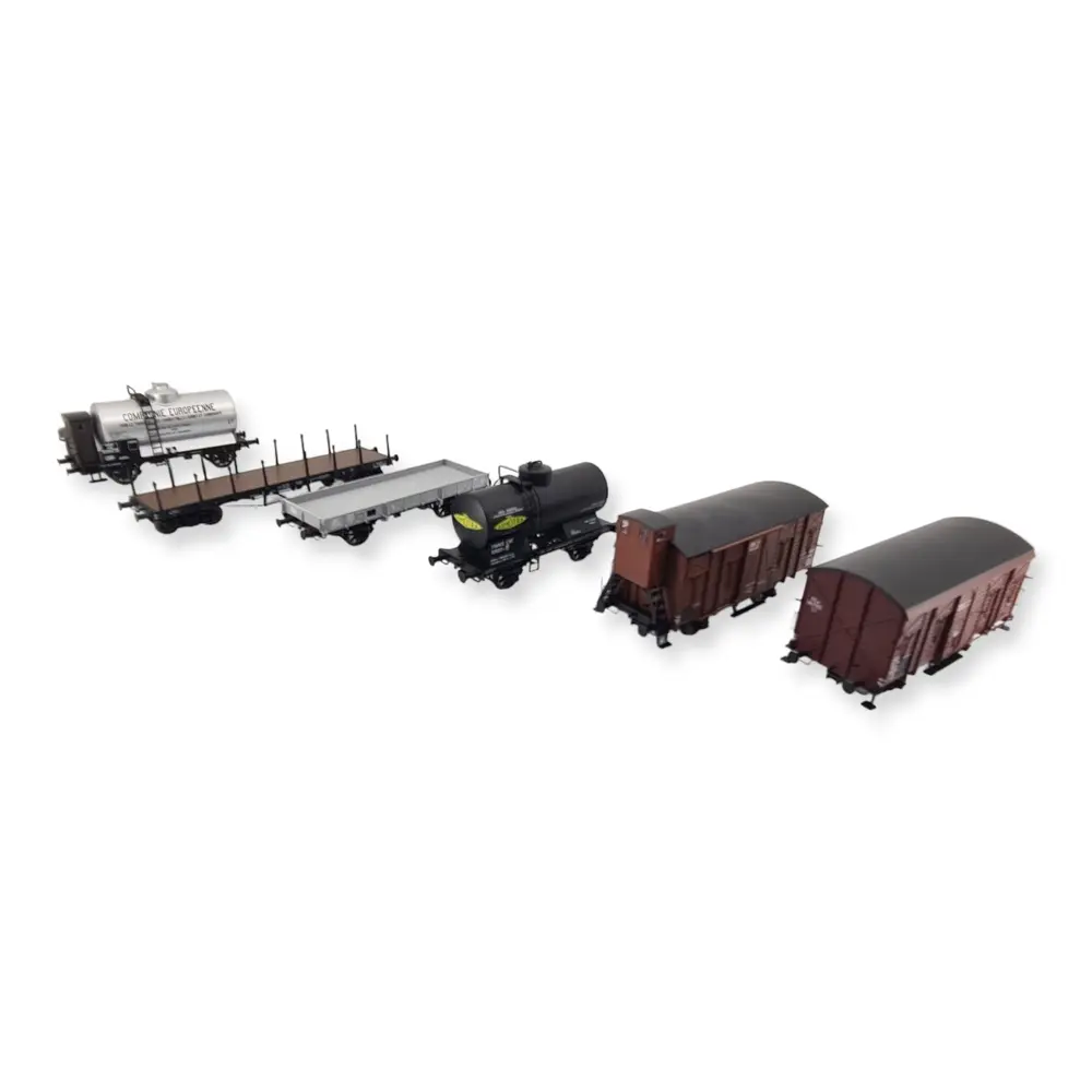 Set 6 wagons anciennes compagnies REE Modèles WB771 HO 1/87 - SNCF - EP II