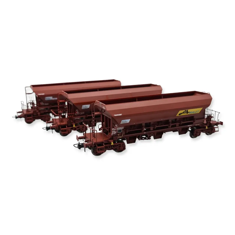Set 3 wagons trémie F70 FACS - Ree Modèles WB803 - STVA / SWG / MALLET - HO 1/87 - SNCF