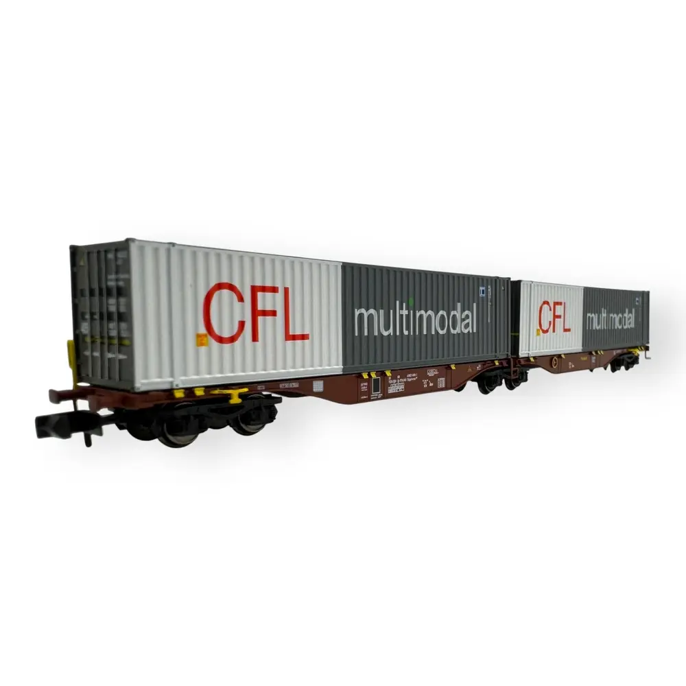 Wagon Sggmrss 90 TOUAX + 2 conteneurs 45’ "CFL multimodal" - REE MODÈLES NW-234 - N 1/160 - SNCF - VI