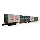 Wagon Sggmrss 90 TOUAX + 2 conteneurs 45’ "CFL multimodal" - REE MODÈLES NW-234 - N 1/160 - SNCF - VI