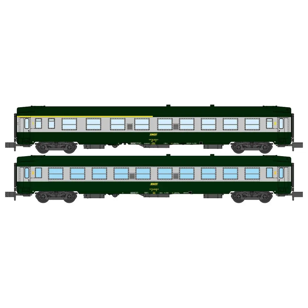 Set 2 voitures voyageurs UIC A4B5 & B10 - REE Modèles NW260 - N 1/160 - SNCF - EP IV