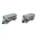 Set 2 wagons céréaliers - Ree Modèles NW-317 - N 1/160 - SNCF - Ep IV - 2R