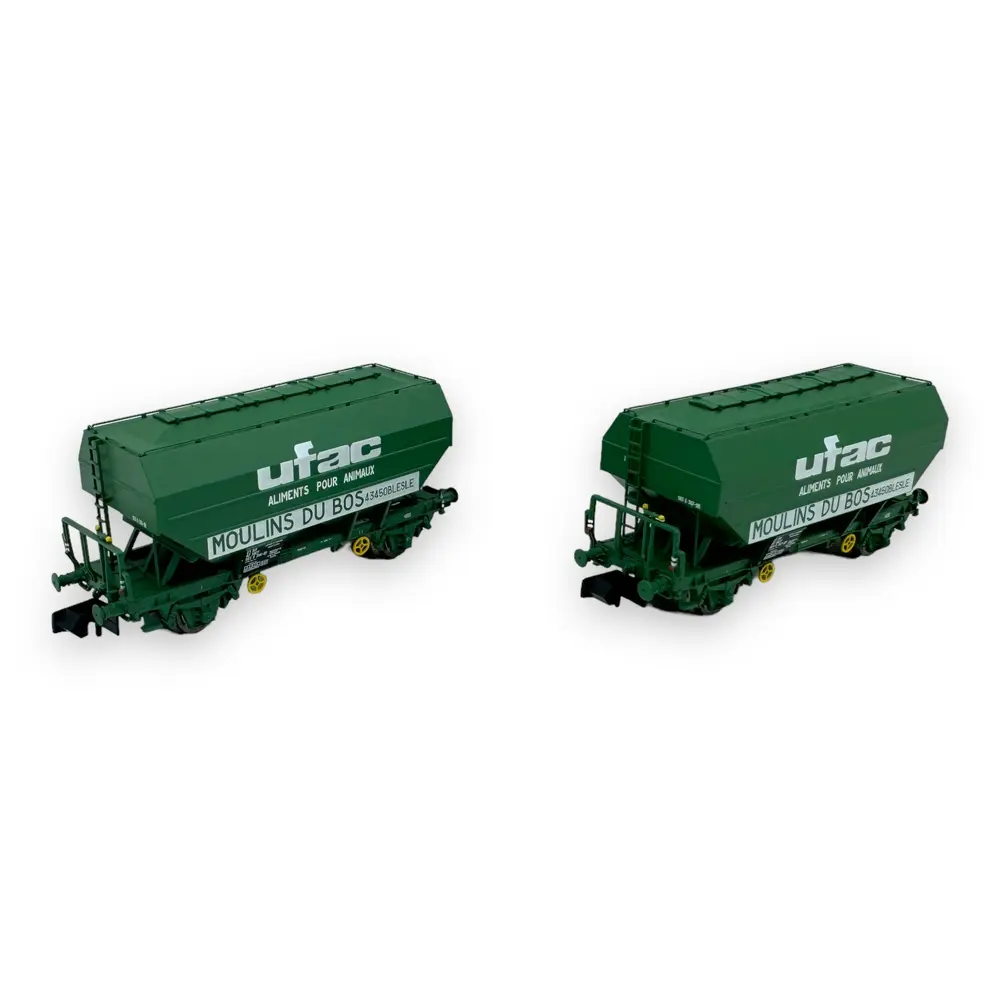 Set 2 wagons céréaliers - Ree Modèles NW-321 - N 1/160 - SNCF - Ep IV - 2R