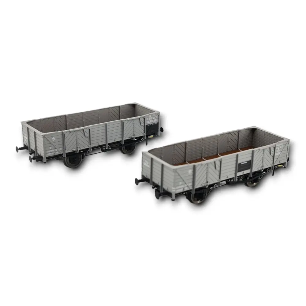 Deux wagons tombereau de la PLM avec 4 portes en bois gris - REE Modèles WB-811, HO 1/87e
