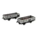 Deux wagons tombereau de la PLM avec 4 portes en bois gris - REE Modèles WB-811, HO 1/87e