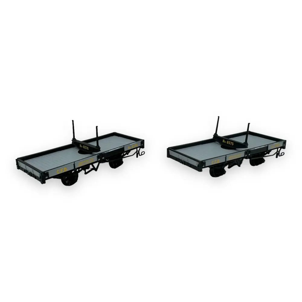 Set 2 wagons plats porte-grumes - Ree Modèles VM-035 - HOm 1/87 - CFD - Ep III - 2R