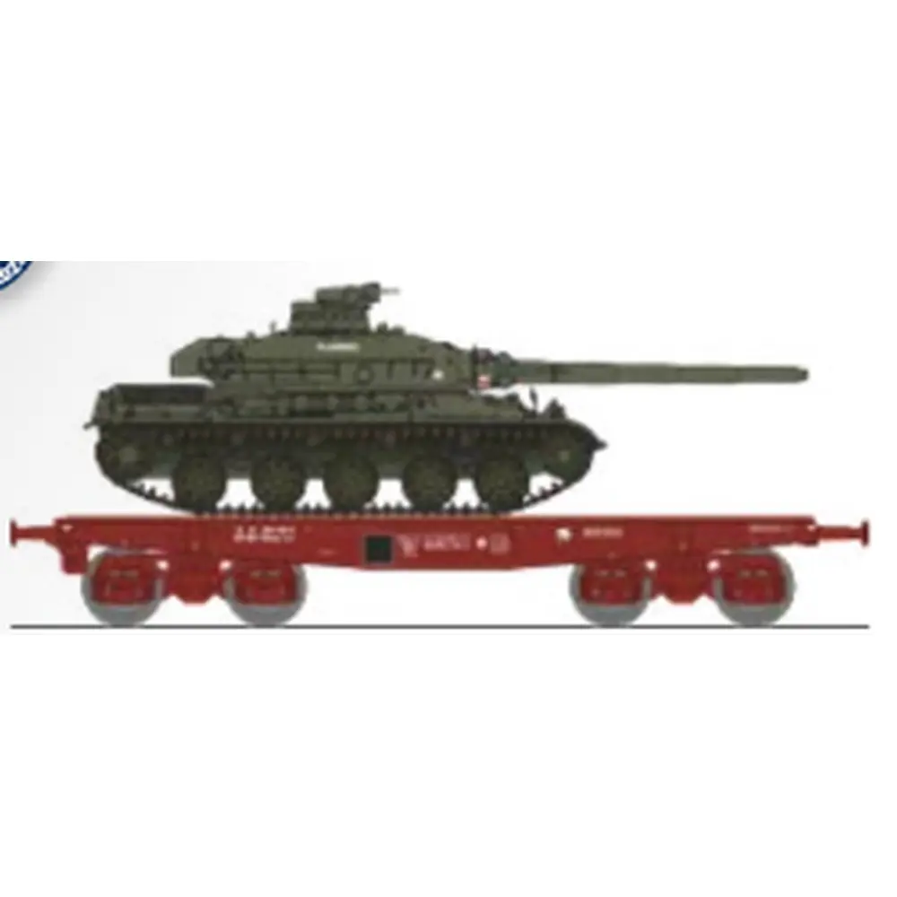 Wagon porte-char SSym46 + char amx-30 "Flandres" 1DB 6RD - Ree Modèles WBA029 - HO 1/87 - SNCF - Ep IV - 2R