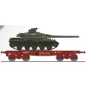 Wagon porte-char SSym46 + char amx-30 "Flandres" 1DB 6RD - Ree Modèles WBA029 - HO 1/87 - SNCF - Ep IV - 2R