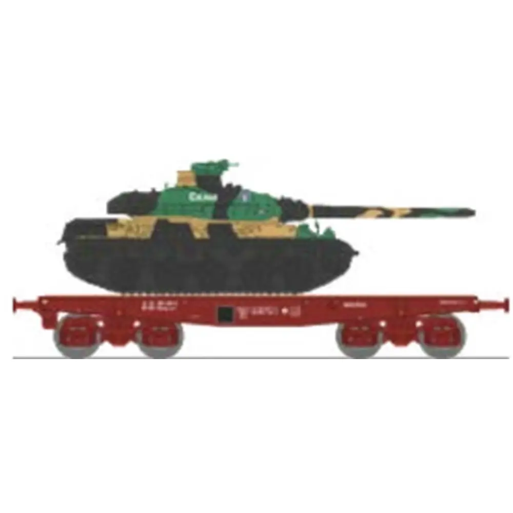 Wagon porte-char SSym46 + char amx-30 "Colmar" 1DB 1RC - Ree Modèles WBA038 - HO 1/87 - SNCF - Ep IV - 2R