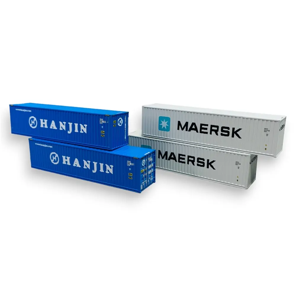 Pack de 4 conteneurs 40 pieds - REE MODELES NW340 - N 1/160 - MAERSK & HANJIN