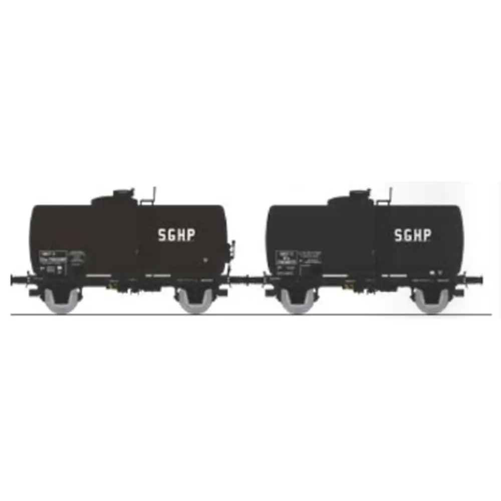 Set de 2 wagons citernes pétrole SGHP - Ree Modèles WB868 - HO 1/87 - SNCF - Ep III - 2R