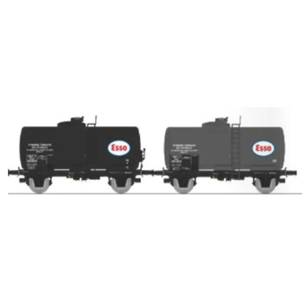Set de 2 wagons citernes pétrole ESSO - Ree Modèles WB870 - HO 1/87 - SNCF - Ep III - 2R