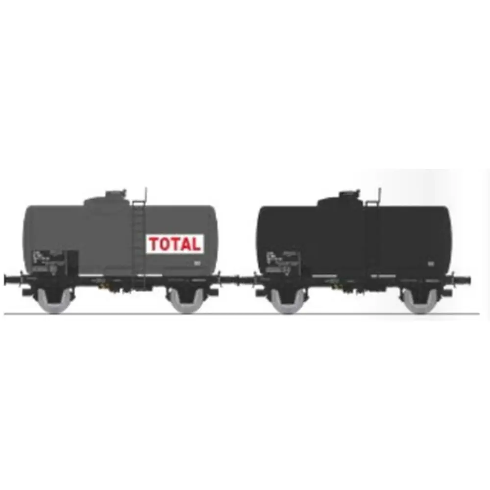 Set de 2 wagons citernes pétrole TOTAL - Ree Modèles WB872 - HO 1/87 - SNCF - Ep IV - 2R