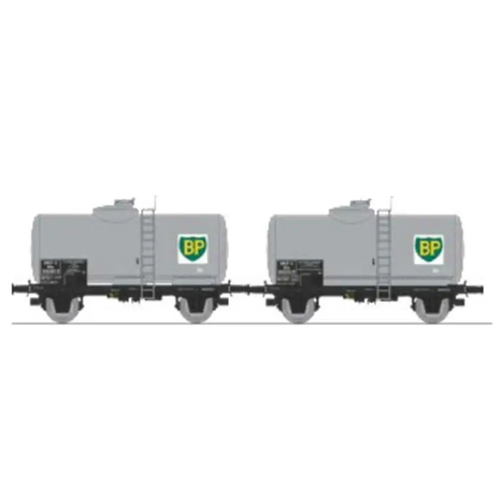 Set de 2 wagons citernes pétrole BP - Ree Modèles WB876 - HO 1/87 - SNCF - Ep III - 2R