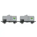 Set de 2 wagons citernes pétrole BP - Ree Modèles WB876 - HO 1/87 - SNCF - Ep III - 2R