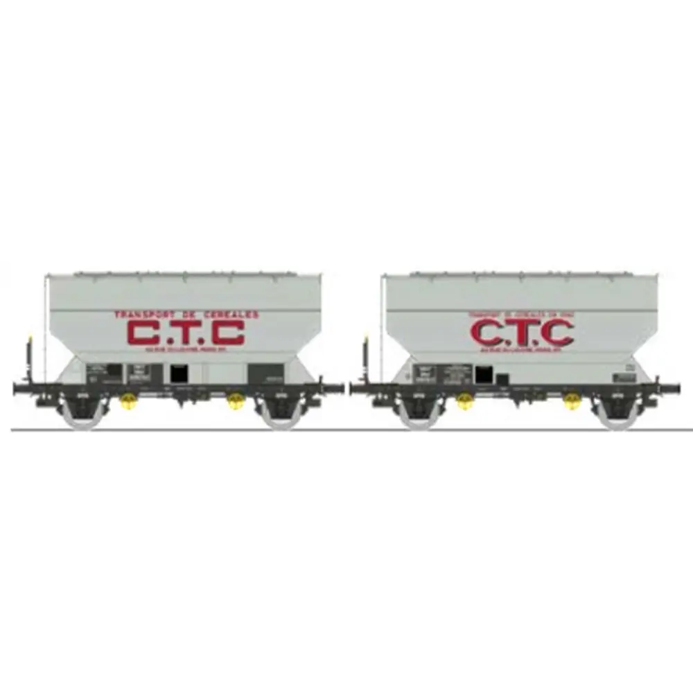 Set de 2 wagons céréaliers FAUVET-GIREL « CTC » - Ree Modèles WB880 - HO 1/87 - SNCF - Ep III - 2R