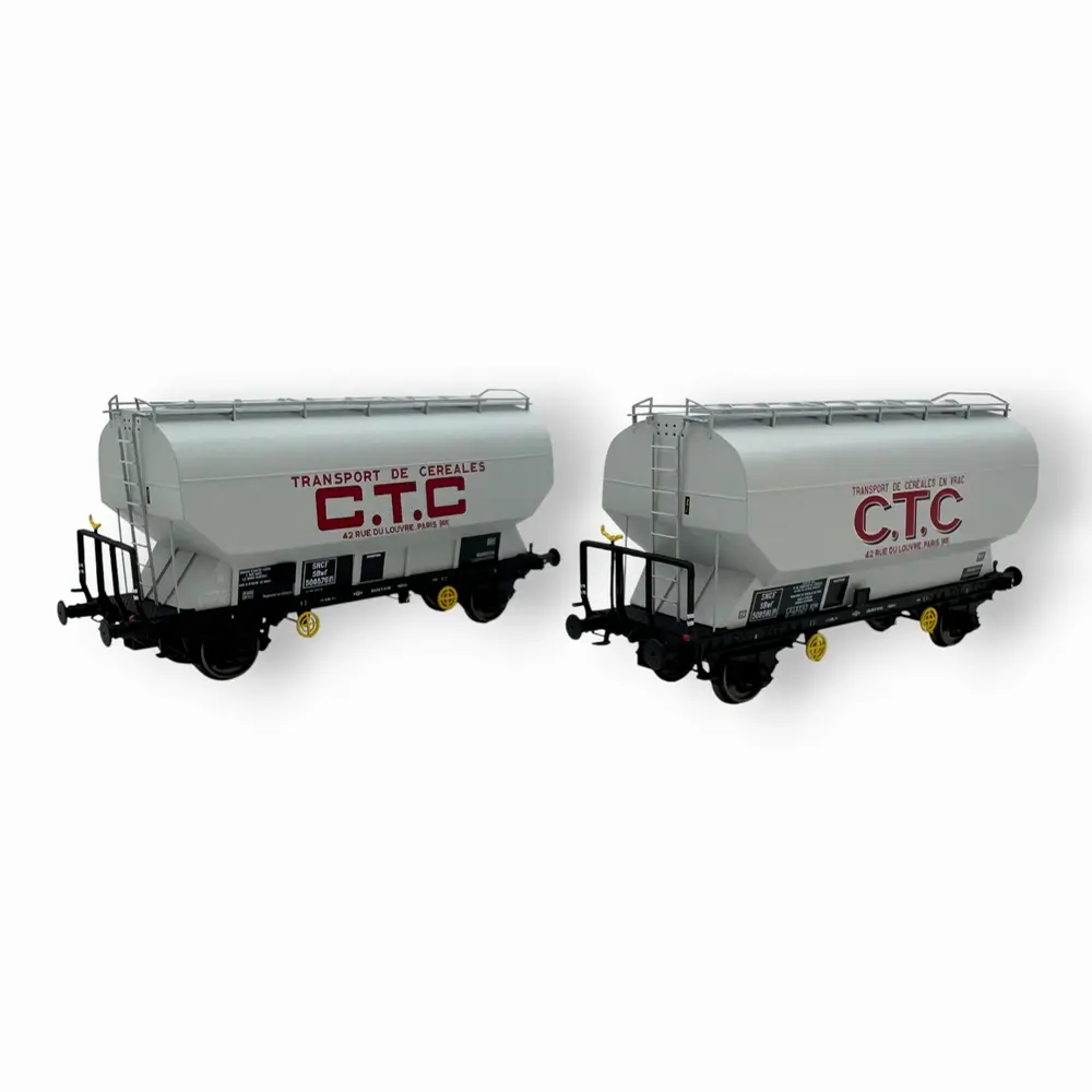 Set de 2 wagons céréaliers FAUVET-GIREL « CTC » - Ree Modèles WB880 - HO 1/87 - SNCF - Ep III - 2R