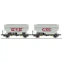 Set de 2 wagons céréaliers FAUVET-GIREL « CTC » - Ree Modèles WB880 - HO 1/87 - SNCF - Ep III - 2R