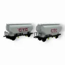 Set de 2 wagons céréaliers FAUVET-GIREL « CTC » - Ree Modèles WB880 - HO 1/87 - SNCF - Ep III - 2R